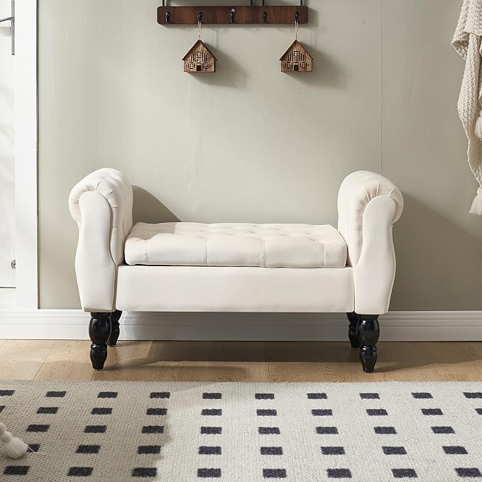 Storage Bench for End of Bed Bedroom, 39.7" Modern Ottoman Bench - Image 4