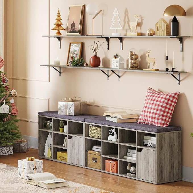 Long Wall Shelves, 55.1Inch Wooden Floating Shelves - Image 2