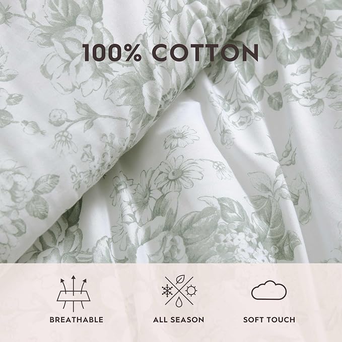 Laura Ashley - Twin Comforter Set, Cotton Floral Bedding - Image 5