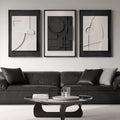 Large 3D Textured Framed Black and White Abstract Wall Art, 3 Piece Modern Wall by Cuspin