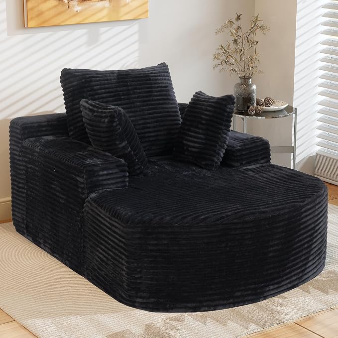 Sleeper Chair Lounge Chair Indoor, Oversized Corduroy Upholstered Boneless - Image 8