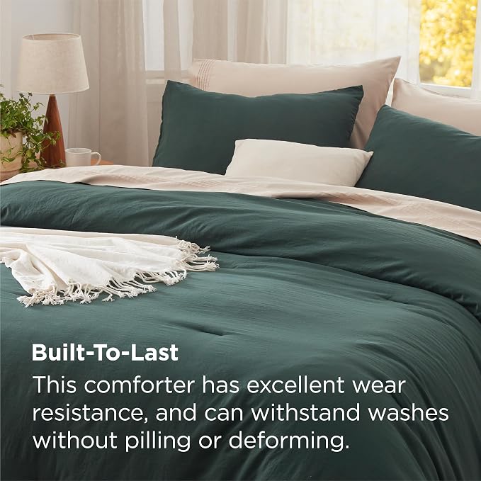 Bedsure Oversized King Comforter Set, Forest Green Soft Prewashed Bedding - Image 3