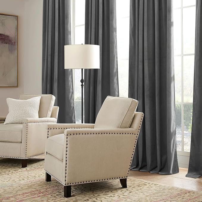 RYB HOME Velvet Curtains 102 inches Long, Extra Long High Ceiling Curtains | - Image 6