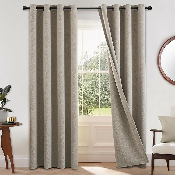 COSVIYA 100% Blackout Natural Linen Curtains & Drapes 84 Inch Length | Light by COSVIYA