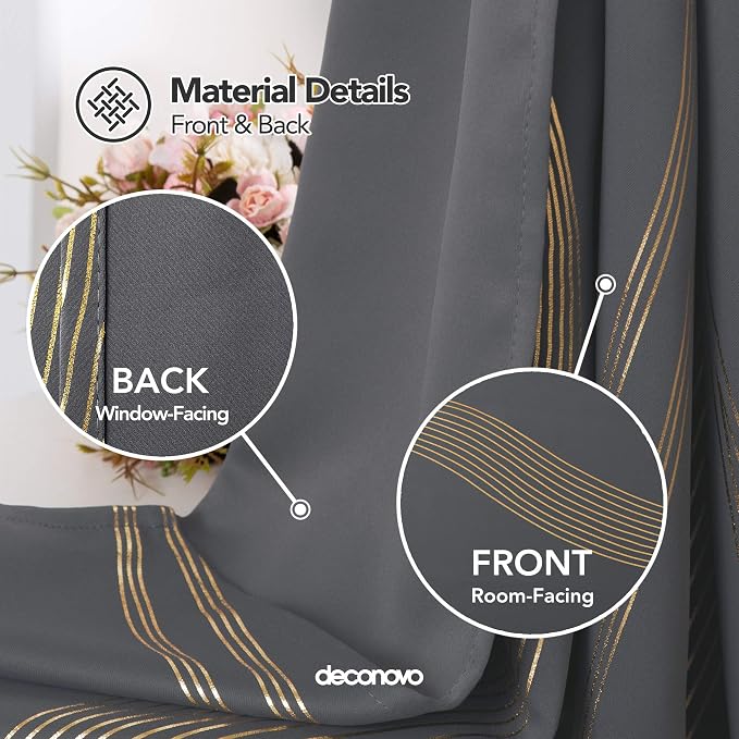 Deconovo Curtains for Living Room, Pattern Blackout Curtains 84 Inches Long | - Image 5