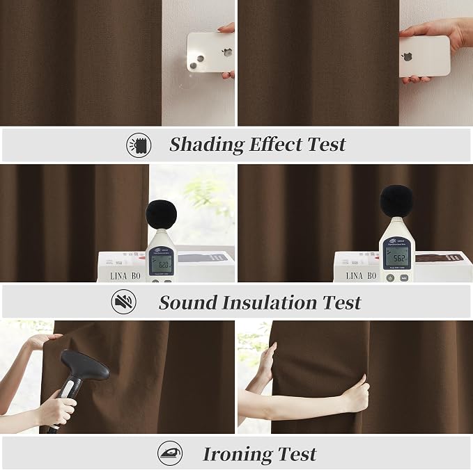 Brown Linen Textured Blackout Curtains 120 Inches Long - Image 6