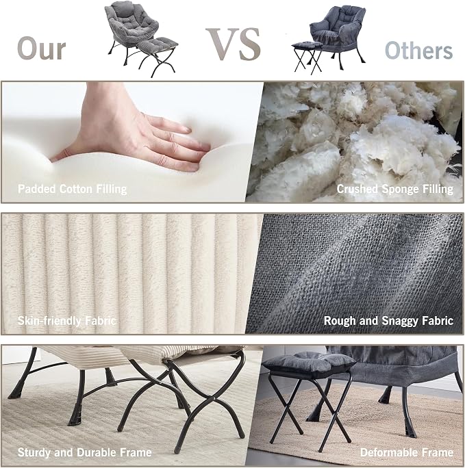 Lazy Chair with Ottoman, Ergonomic Footrest - Image 3