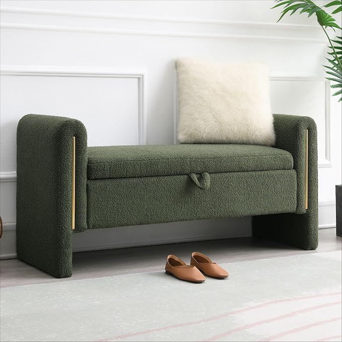 Modern 52" Storage Ottoman Bench, Upholstered End of Bed Storage Bench by CreateYourPerfectSpace
