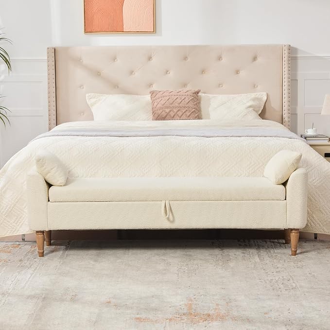 66" Modern Upholstered Storage Ottoman, Fashion Bench End Of Bed - Image 4