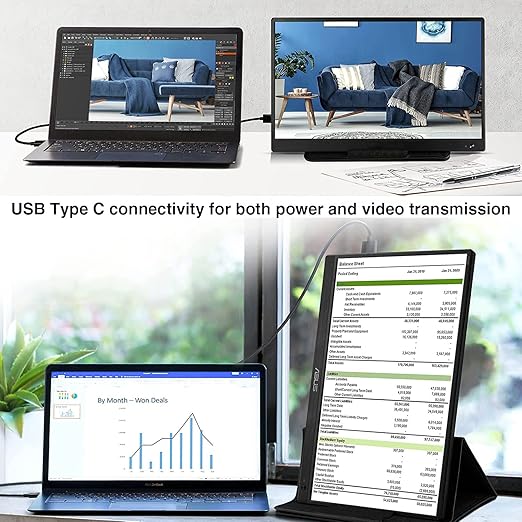 6.6FT USB-C 3.2 Gen 2×2 Display Monitor Video Link Data Transfer Cable for Lepow Z1 15.6 In, InnoView, ASUS ZenScreen, KYY, Cocopar, Arzopa, AOC, Type-C High Speed Portable Monitor Charger Power Cord