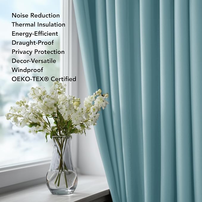 Deconovo Blackout Curtains for Bedroom and Living Room 72 Inches Long | Black - Image 4
