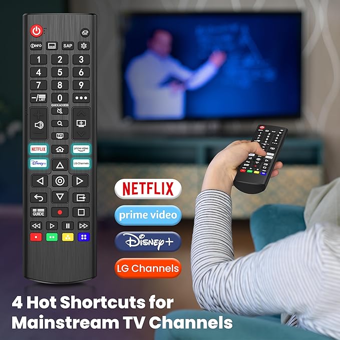 Universal Remote Control for LG Smart TV, Replacement Remove for LG Original AKB75095308 (Without Battery)
