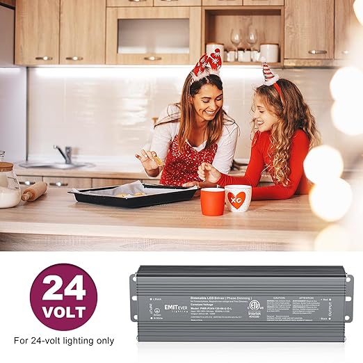 EMITEVER 120W Triac Dimmable LED Driver,Power Supply,AC 120V to DC 24V Transformer,Compatible with Lutron and Leviton Dimmers,for LED Lighting,ETL Certified