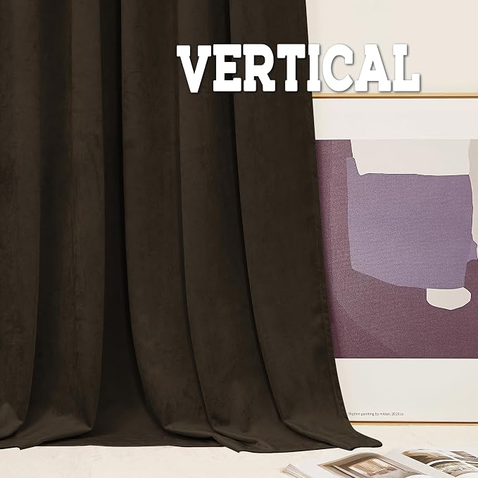RYB HOME Brown Velvet Blackout Curtains 90 inches - Image 5