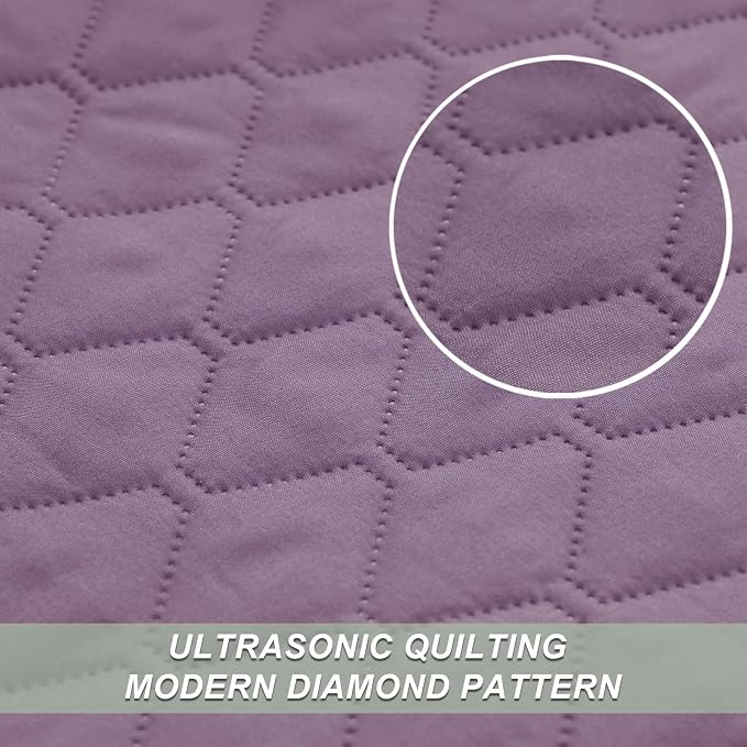 Exclusivo Mezcla Reversible California King Quilt Set, Dusty Lavender | - Image 4