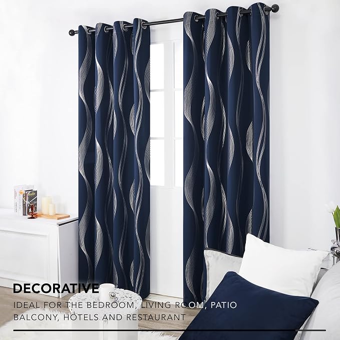 Deconovo Curtains for Living Room, Pattern Blackout Curtains 54 Inches Long | - Image 5
