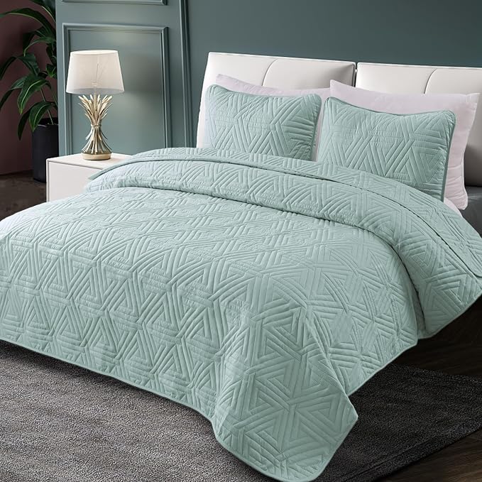 Whale Flotilla Soft Geometric Cal King Quilt Set - Image 2
