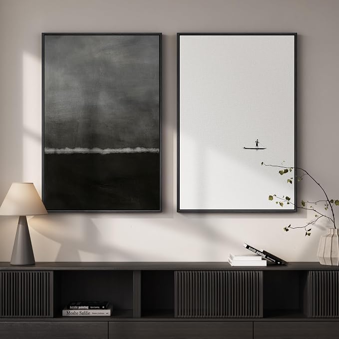 Large Framed Black and White Abstract Wall Art by Cuspin