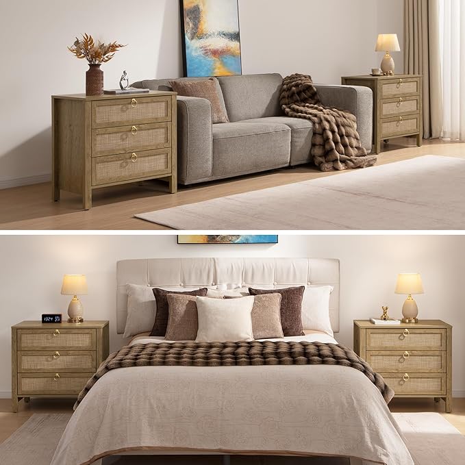 SICOTAS Rattan Nightstand Set of 2 - Image 6