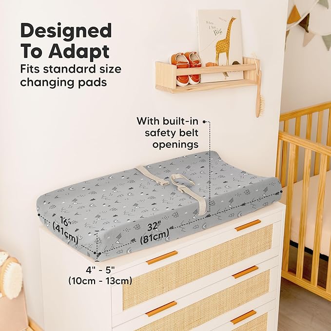 2-Pack Organic Changing Pad Covers for Girl, Boy, Neutral - 100% Cotton Changing Table Pad Cover, Soft Baby Nursery Diaper Changing Pad Sheets, Contour Changing Pads Liners,Change Pad Cover (Woodland)