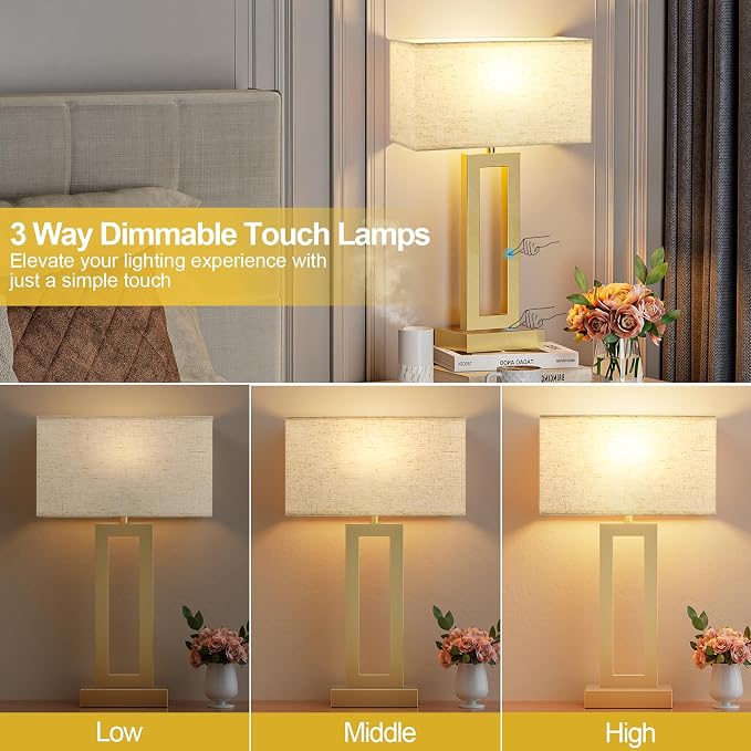 Seealle 22" Tall Bedroom Lamps for Living Room - Image 3