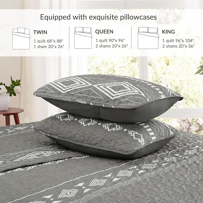 Whale Flotilla Reversible Grey Print Quilts Queen Size - Image 4
