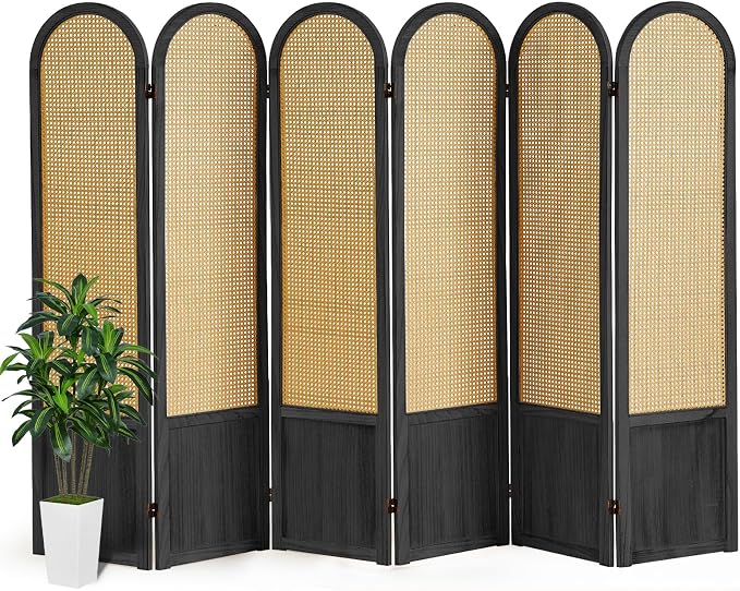 Rattan Room Divider, 6 Panel Folding Room Screen Divider, Foldable Room by AsNefeli
