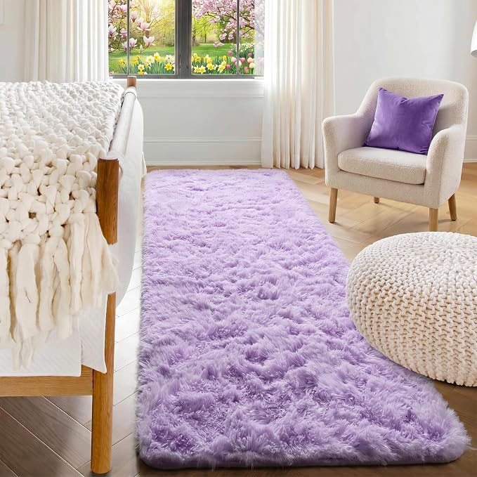 Light Purple Runner Rugs for Bedroom Living Room, Fluffy 2x6 Bedside Hallway by ONASAR
