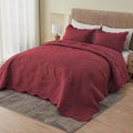 Kingnex Oversized King Bedspreads 128x120 Ultrasonic Quilted Burgundy | Extra by Kingnex