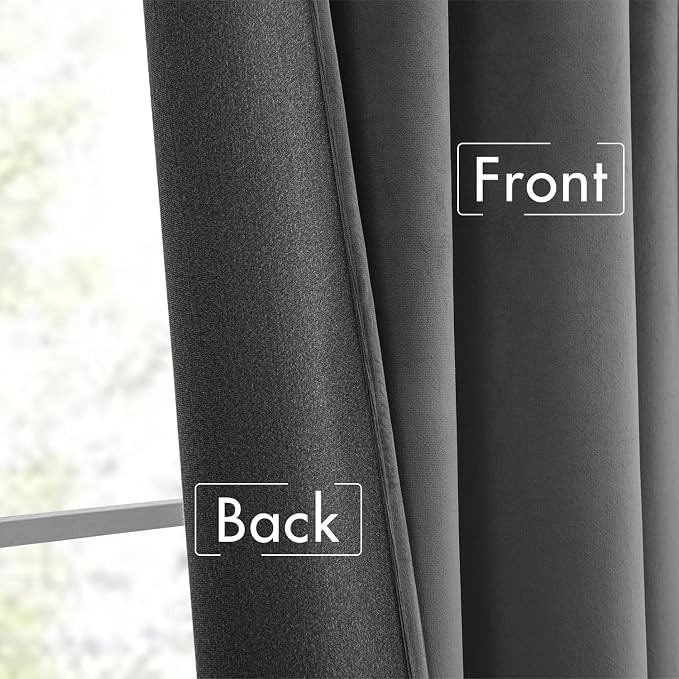 MIULEE Grey Velvet Pinch Pleat Blackout Curtains W52 X L108 Inches | 2 Panels - Image 6