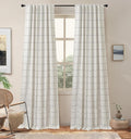 DriftAway 100% Blackout Plaid Linen Curtains 108 Inches Long 2 Panels Gray | by DriftAway