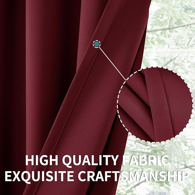 BGment Burgundy Blackout Curtains 36 Inches Long - Image 5