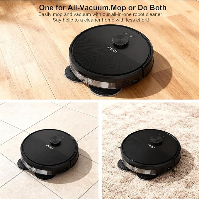 PGID Self-Emptying Robot Vacuum Cleaner, Robot Vacuum and Mop,FlexiArm Edge Mopping,5000Pa Suction, Dual Zero-Tangle System, Smart Obstacle Avoidance