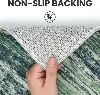 2x6 Modern Abstract Runner Rug for Hallways, Dark Green Super Soft Hallway Decor Kitchen Rugs with Non-Slip, Non-Shedding Washable Rug for Entryway Bedroom Indoor