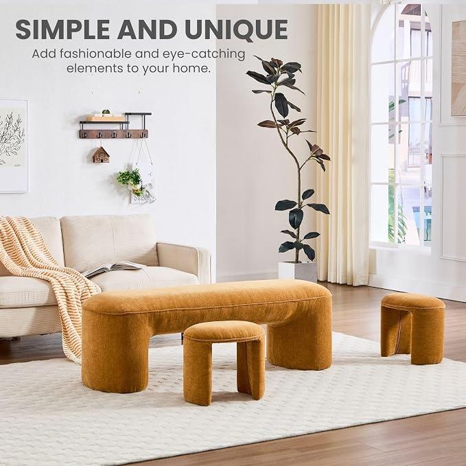 53" Chenille End of Bed Bench Set - Image 8