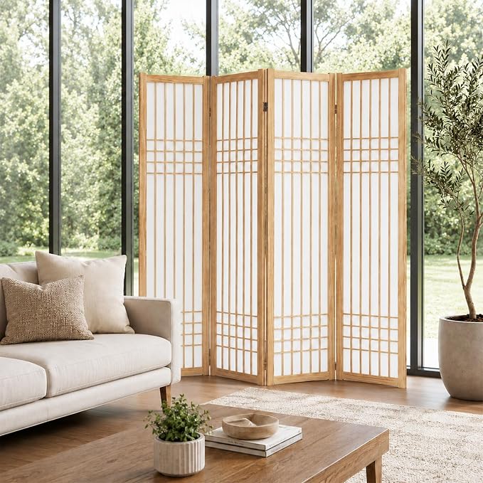 Shoji Room Divider, Lightweight Folding Privacy Screen, Natural | Room Divider by AsNefeli