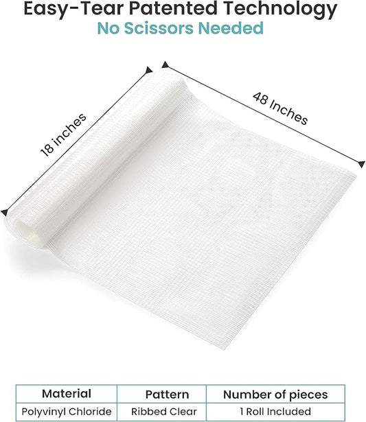 Con-Tact Brand 04F-CZ8S01-06AZ Zip-N-Fit Premium Non-Adhesive Perforated Shelf and Drawer Liner, 18-Inches by 4-Feet, Ribbed Clear