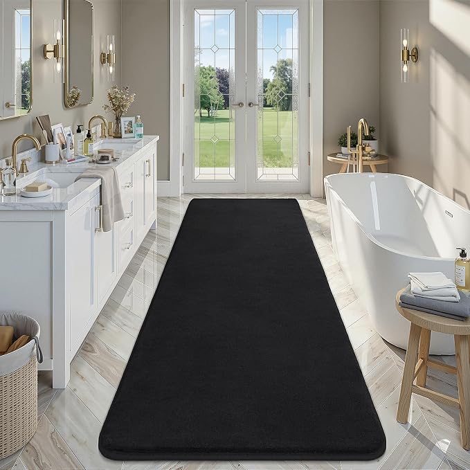 Modern Soft Hallway Runner Rug, 3x10 Feet Washable Long Runner Rugs | Black - Image 2