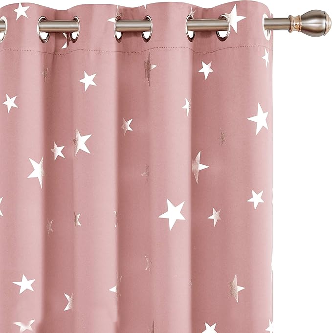 Deconovo Coral Pink Blackout Curtains 2 Panel Set - Image 2
