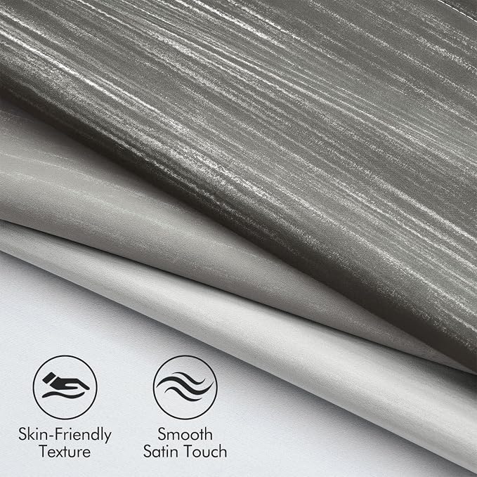 MIULEE Grey and Greyish White Ombre Blackout Curtains 52Wx90L Set of 2 | Full - Image 4