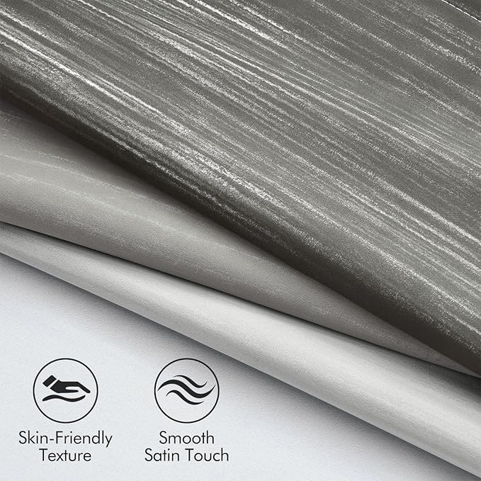 MIULEE Grey and Greyish White Ombre Blackout Curtains 52Wx72L Set of 2 | Full - Image 4