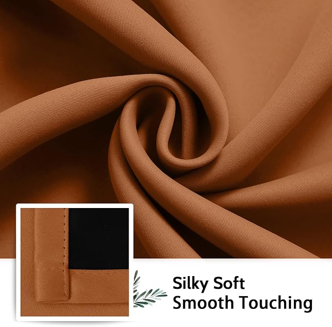 SimpleHome Orange 100% Blackout Curtains Room Darkening Living Room 63 Inch | - Image 7