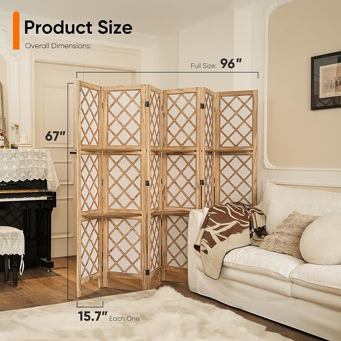 Japanese Room Divider with Shelves, Shoji Screen Diamond Lattice Design - Image 2