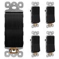 LIDER Brushed Black Minimalist Design Decorator Switch, Frameless Paddle Wall Light Switch, On/Off Rocker Switch, Single Pole, Residential Grade, UL Listed, 3 Wire, 15A 120-277VAC, 5 Pack