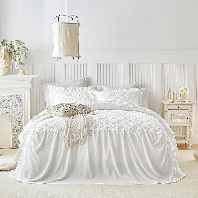 Ruffle Skirt Bedspread Set Flower Style - Image 2