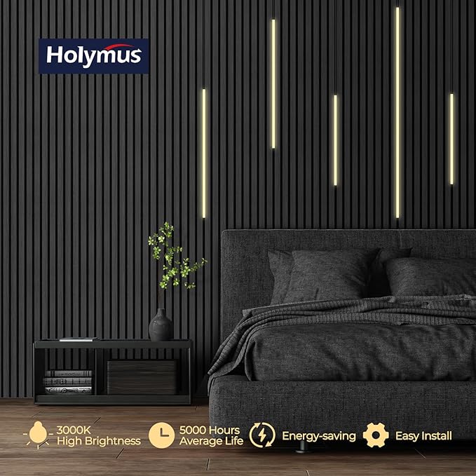 LED Recessed Lighting for Slat Wall Panels - 6PCS Self-Adhesive Dimmable LED Light Strips, 3000K Warm White with Touch Control, for Wood Wall Panels, Stairs, Headboard, Under Cabinet Decor