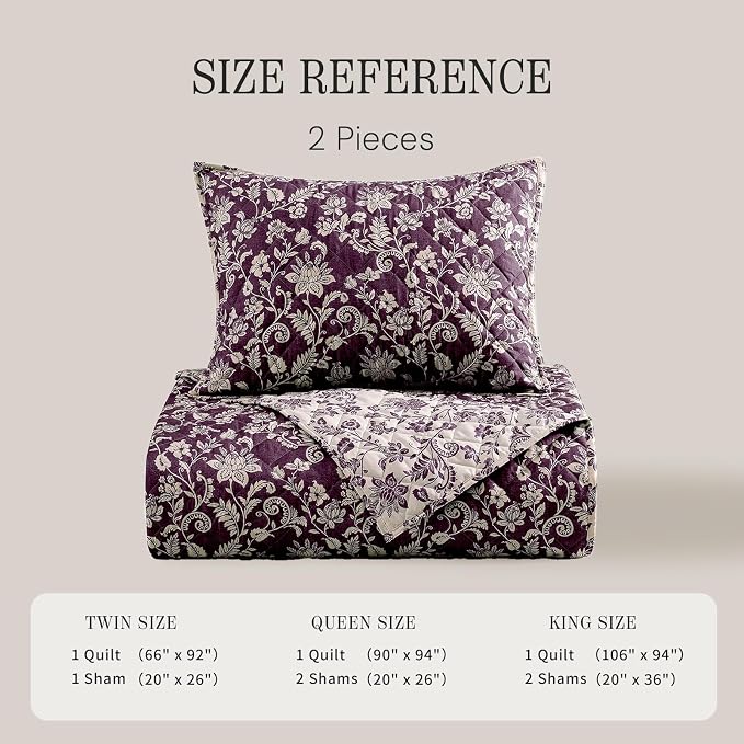 Twin/Twin XL Quilt Set-2 Pieces Soft Bedding Floral Reversible Coverlet | All - Image 7