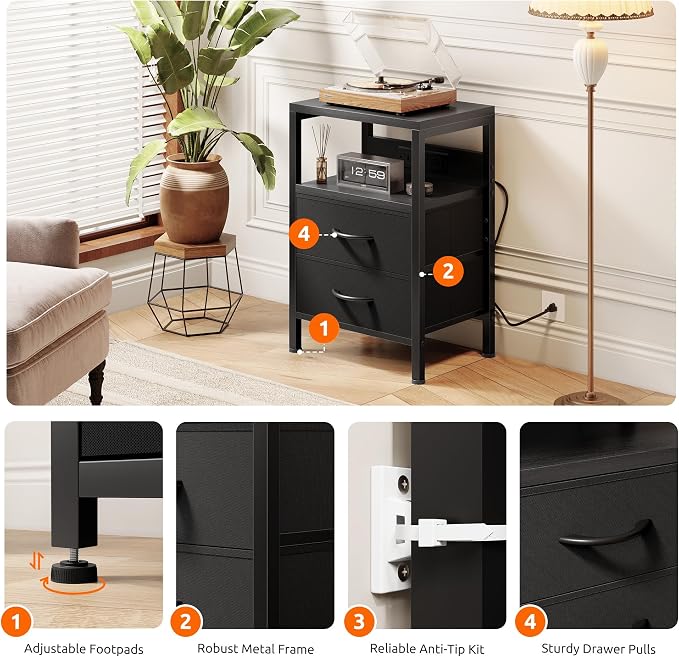 Lazzanto Night Stand with Charger Station - Image 8