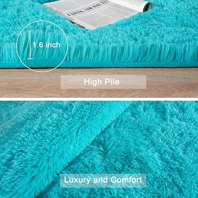 HOMORE 4x6 Area Rug for Bedroom Living Room, Turquoise Blue Rug for Kid Dorm | - Image 7