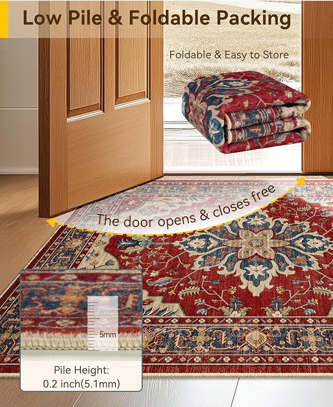 RELEANY Washable Area Rug, Small 2'x4', Water Repellent, Pet Friendly, Vintage - Image 3